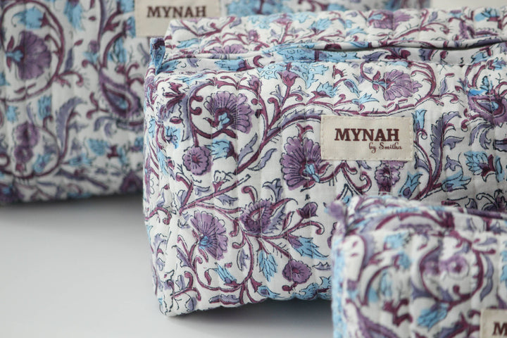 Periwinkle floral makeup bag-Choose from 3 Sizes