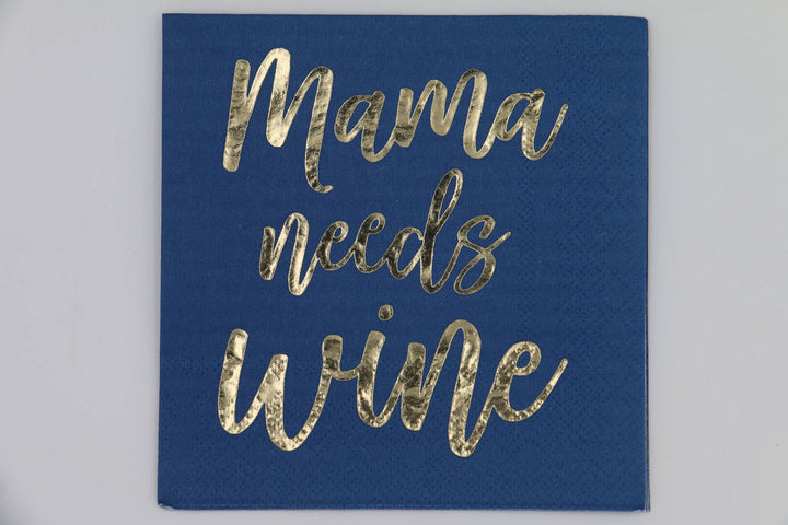 Funny Cocktail Napkins | Mama Needs Wine - Foil - 20ct