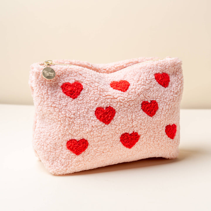 Teddy Pouch- Hearts Pink