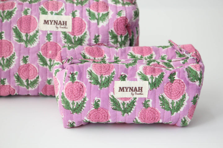 Berry Smoothie block print Makeup Bag- Choose from 3 Sizes