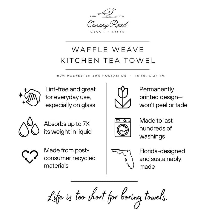 Pink Christmas Preppy Beach Tropical Kitchen Towel Waffle