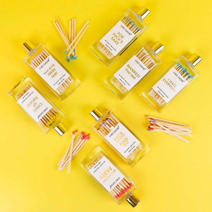 Fuck Around Find Out Glass Bottle Safety Matches - Rainbow/Multi