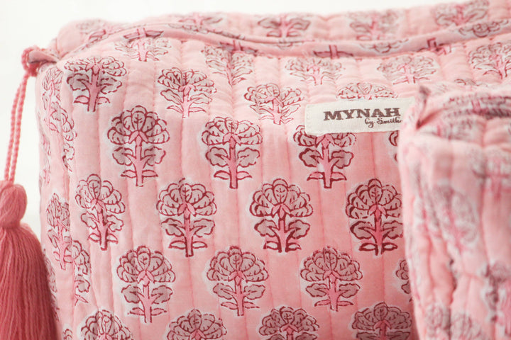 Blush Pink Floral Makeup Bag