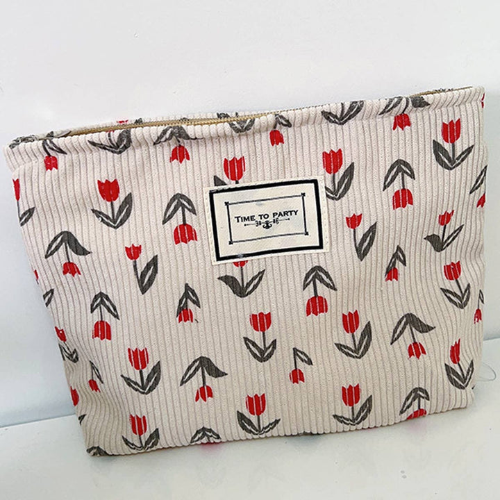 Flower Corduroy Makeup Bag