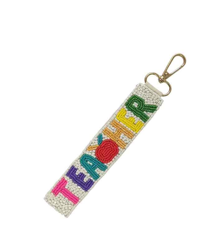 Teacher Beaded Wristlet Strap Key Chain