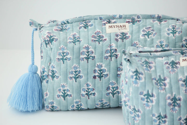 Dusty blue motif Makeup Bag