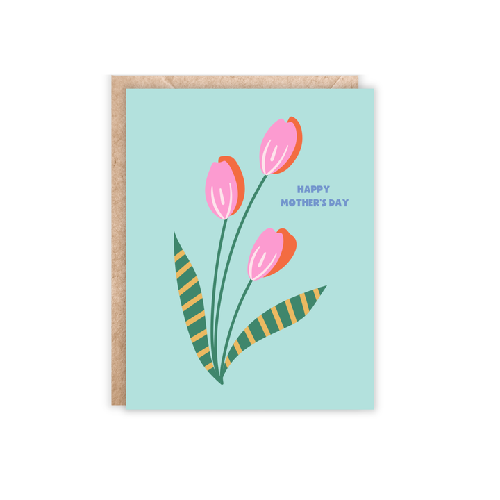 Pink and orange tulips mother's day card