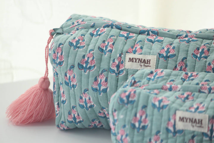 Eucalyptus floral makeup bag