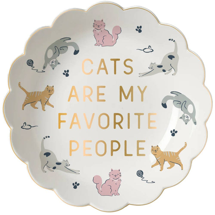 Ceramic Trinket Tray  | Cats Are My Favorite Scallop Tray