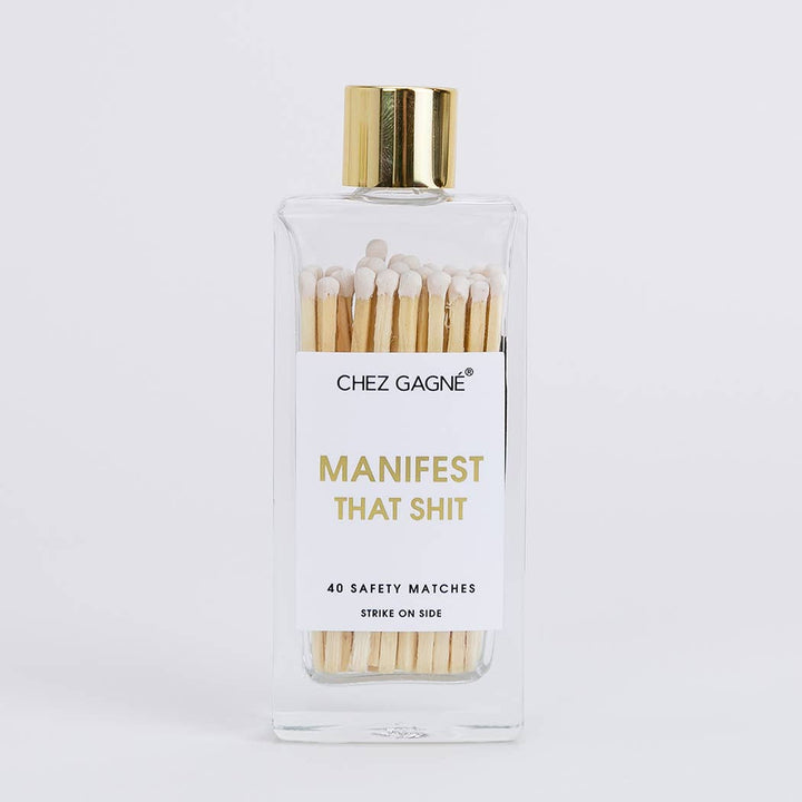 Manifest That Shit Matches - Glass Bottle Matchsticks - White