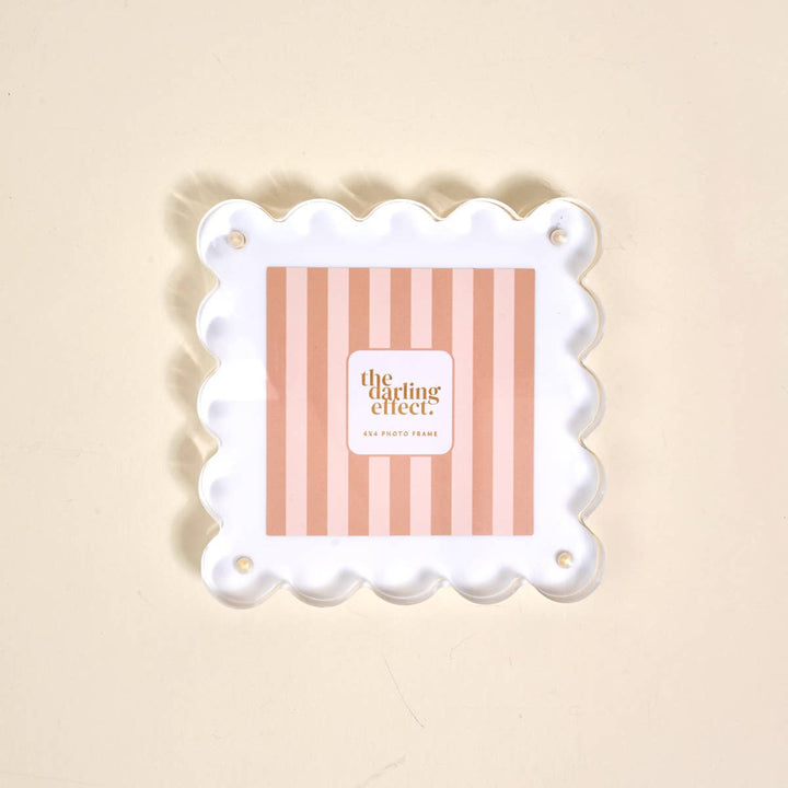Square Scalloped Acrylic Picture Frame–White