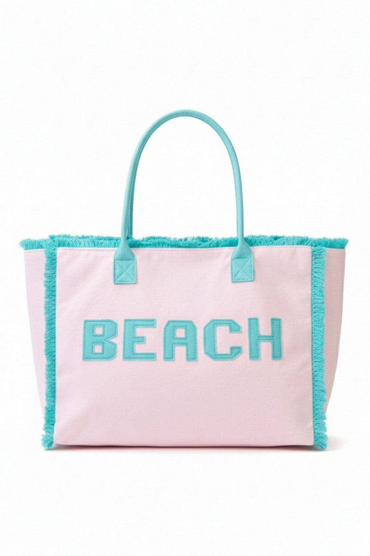 Terry Cloth Fringe Beach Tote Bag