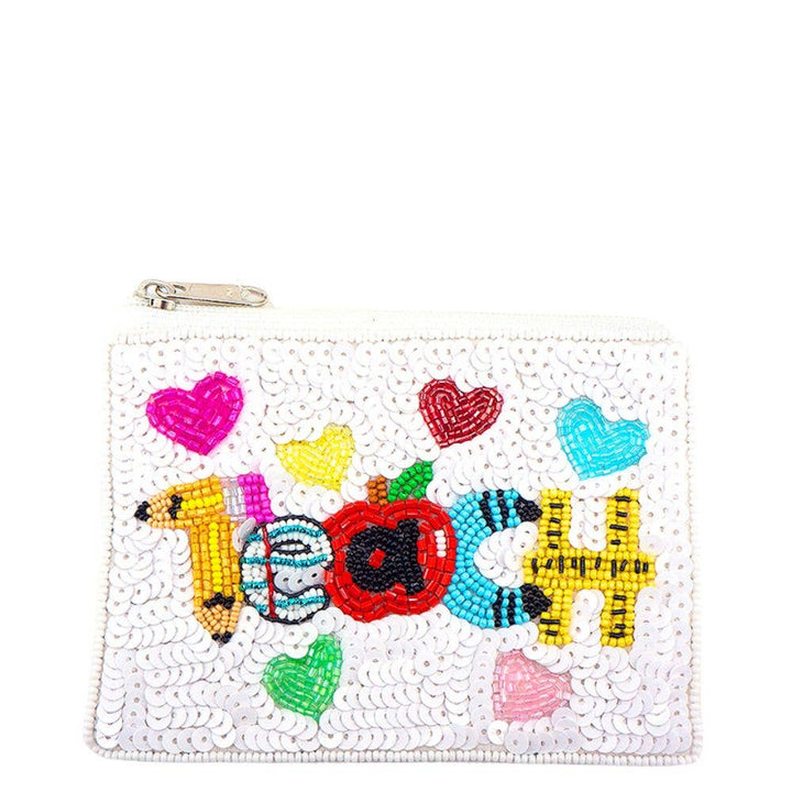 Teach Seed Bead Coin Pouch