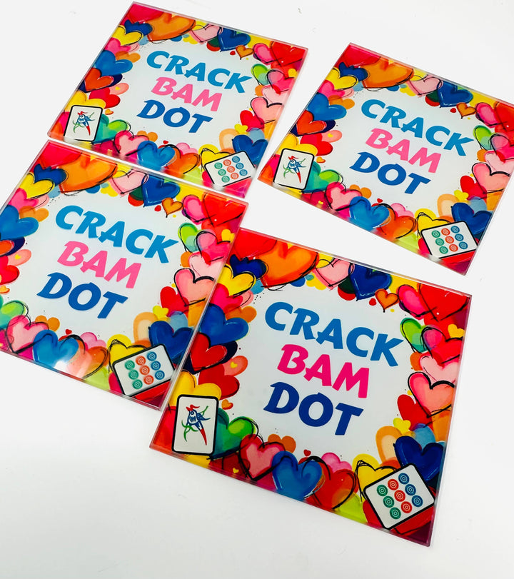 Crack Bam Dot Mahjong Hearts Coaster Set      