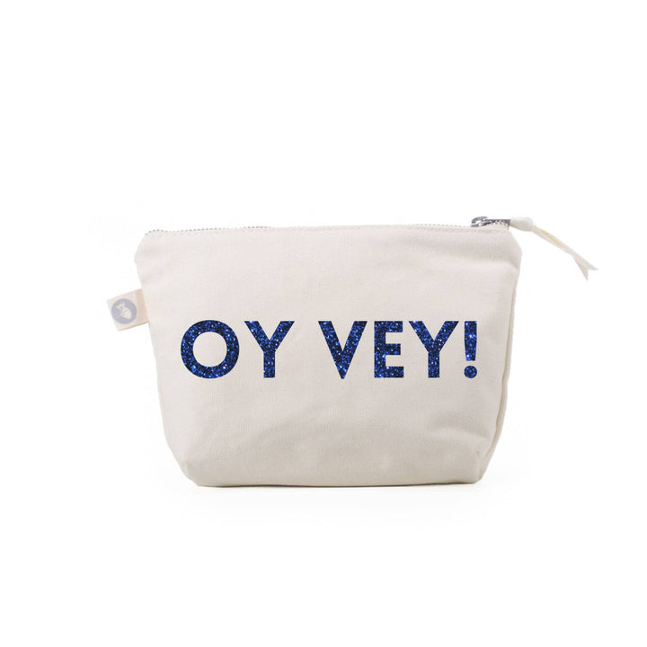 Blue Glitter OY VEY! Makeup Bag
