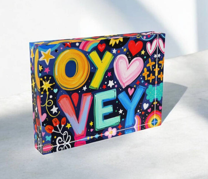 Oy Vey Judaica  Art Crystal Block Table  Decor    