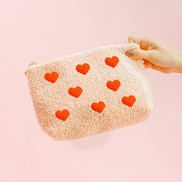 Teddy Pouch- Hearts Pink