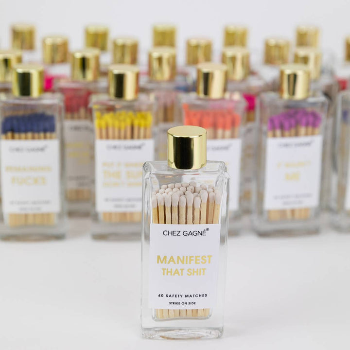 Manifest That Shit Matches - Glass Bottle Matchsticks - White