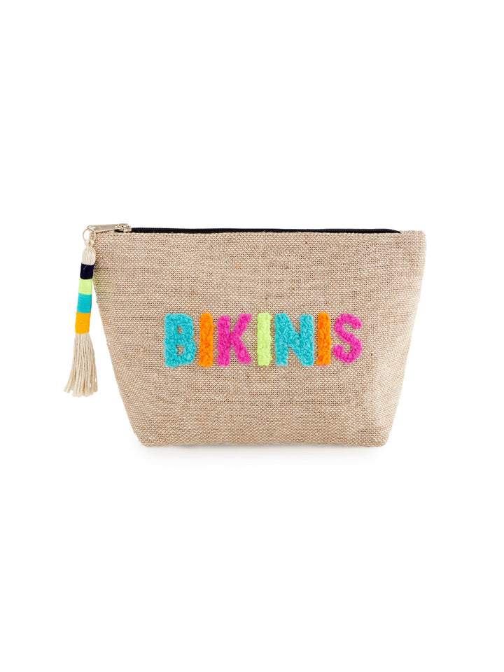 "BIKINIS" ZIP POUCH, NATURAL