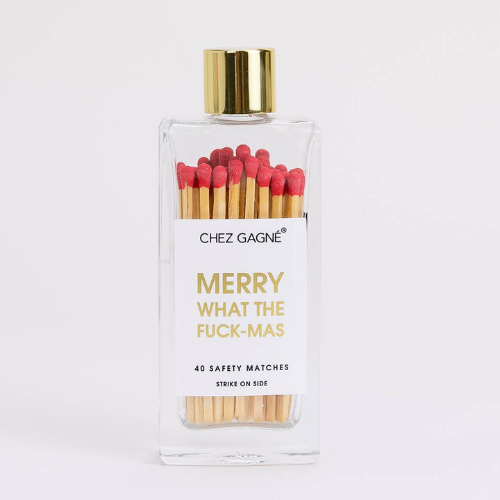 Merry What The Fuck-Mas - Holiday Glass Bottle Safety Matches - Red