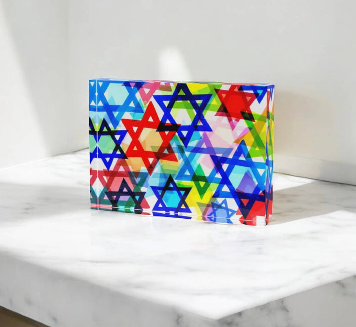 Star Of David  Graffiti  Art Crystal Block Table  Decor     