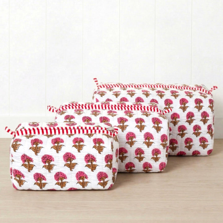 Hydrangea Cosmetic Pouches-Pink