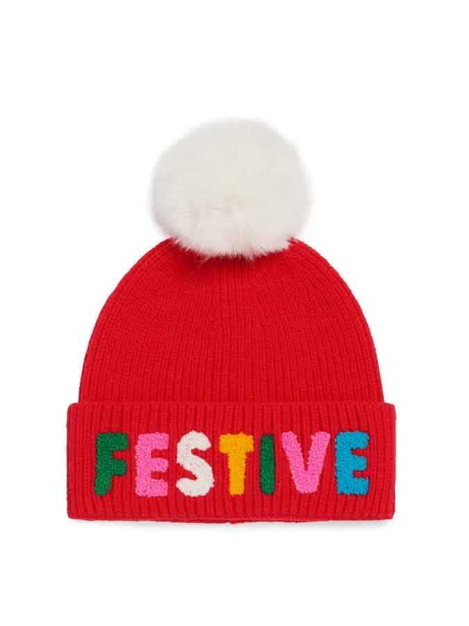 "FESTIVE" BEANIE,RED