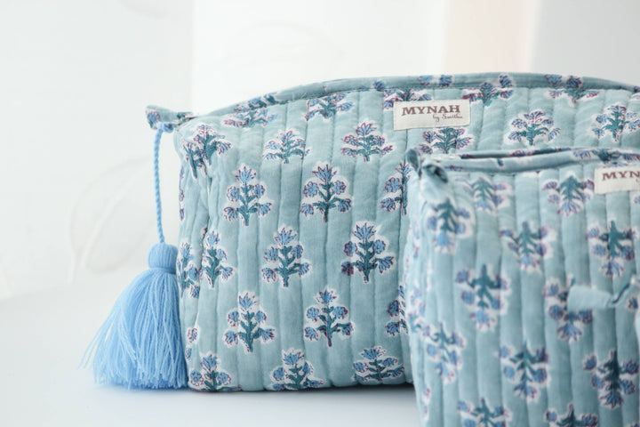 Dusty blue motif Makeup Bag