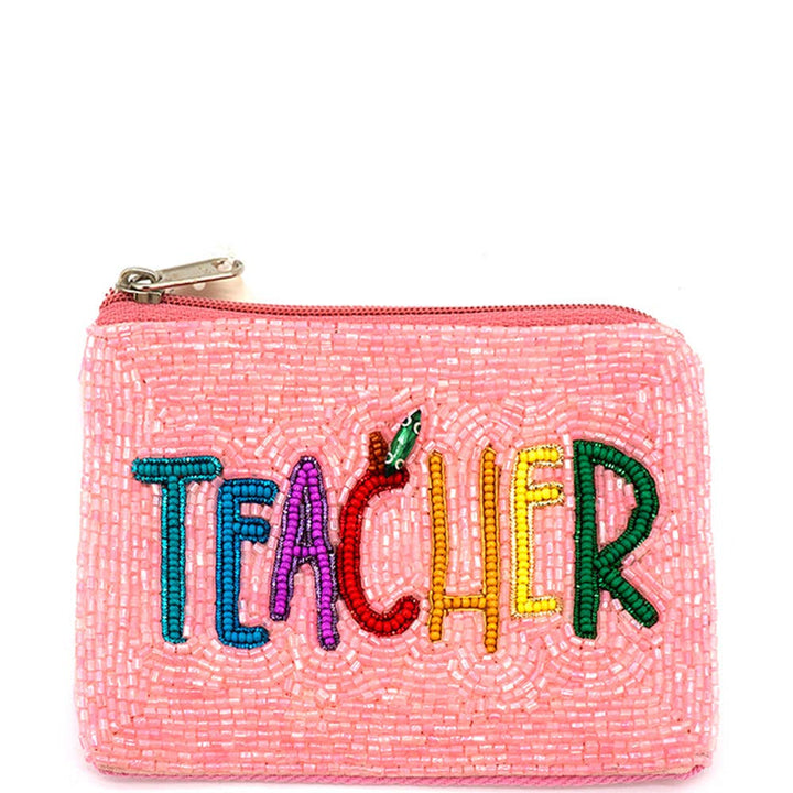 Seed Bead Teacher Apple Graphic Coin Purse