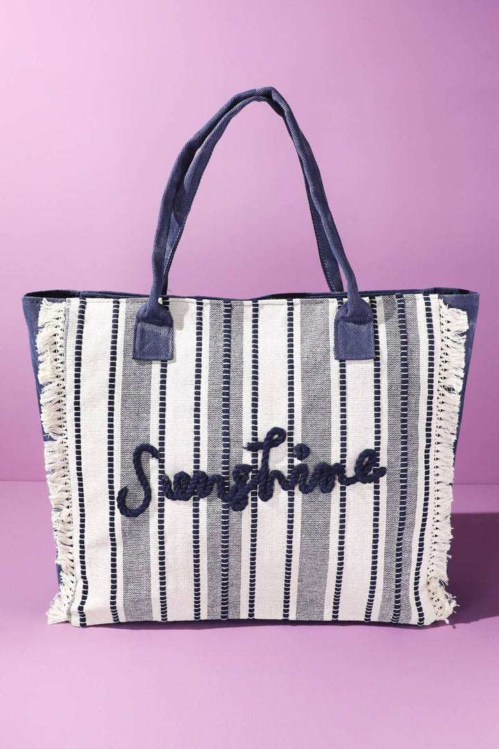 Vintage Sunshine Stripe Fringe Tote Bag