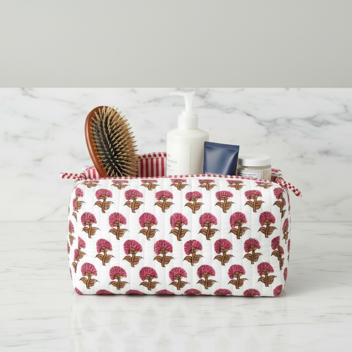 Hydrangea Cosmetic Pouches-Pink