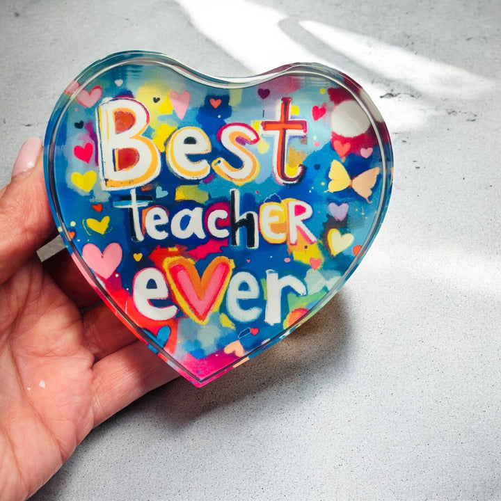 Best Teacher Gift  Crystal Heart Paperweight Table Decor  