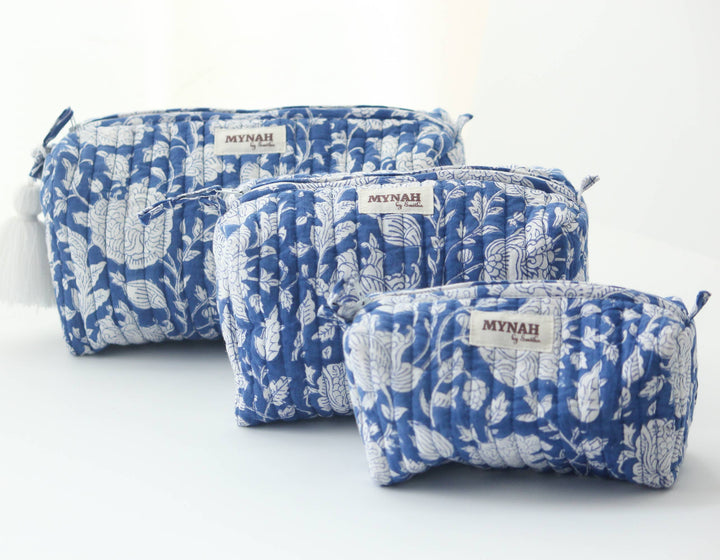 Hand block print Makeup Bag- Choose from 3 Sizes