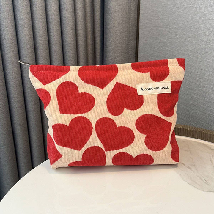 Corduroy Heart Makeup Bag