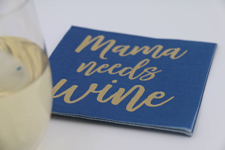 Funny Cocktail Napkins | Mama Needs Wine - Foil - 20ct