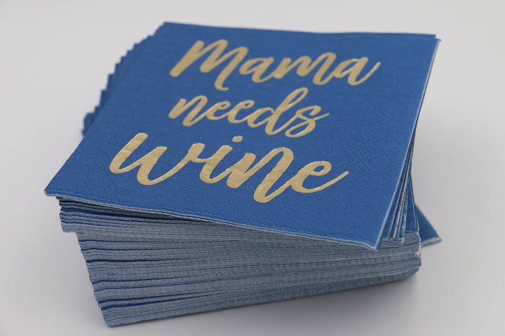 Funny Cocktail Napkins | Mama Needs Wine - Foil - 20ct