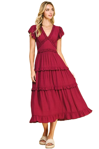 The Ayra Midi Dress- Maroon