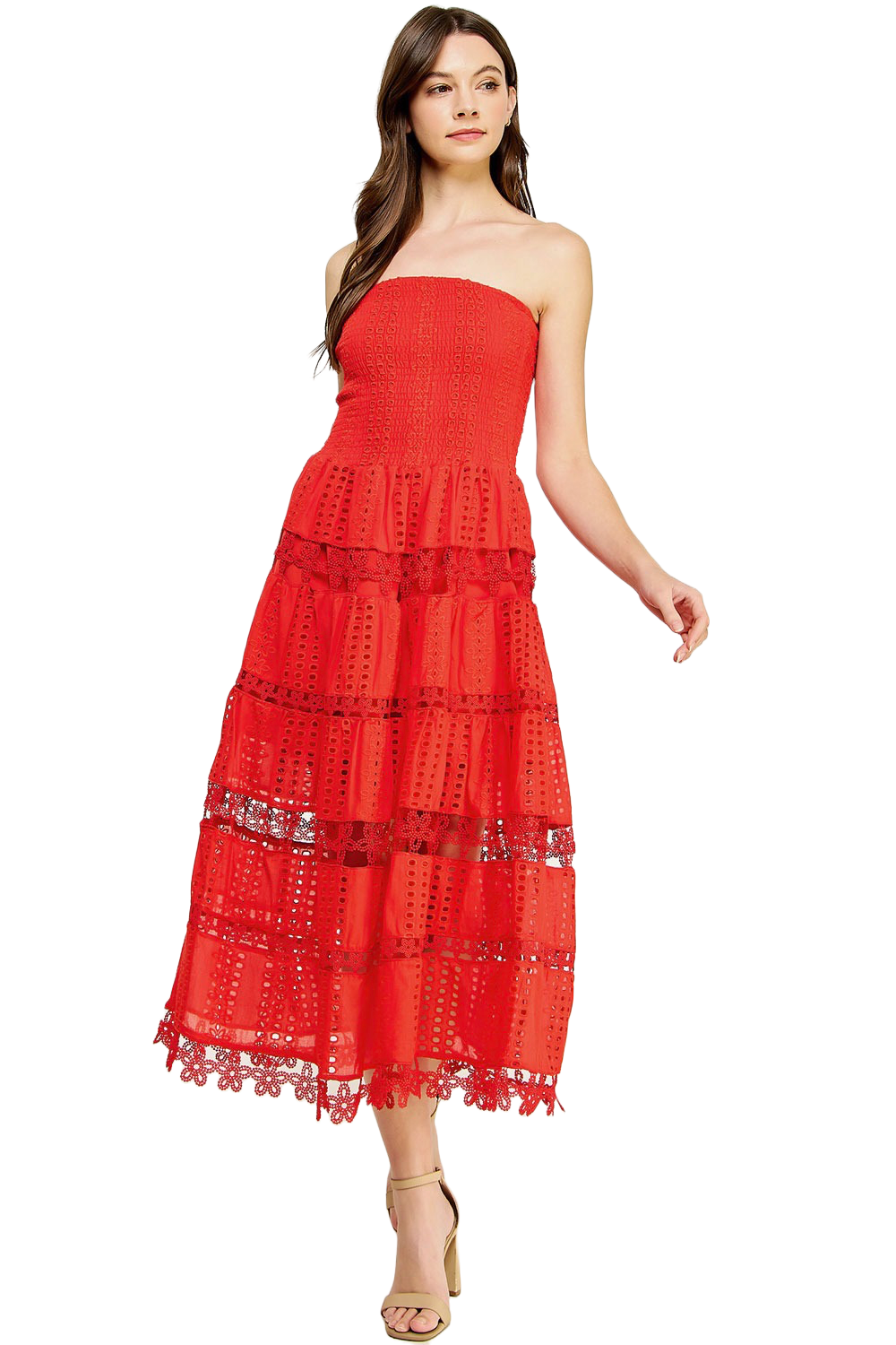 The Axelle Midi Dress- Red
