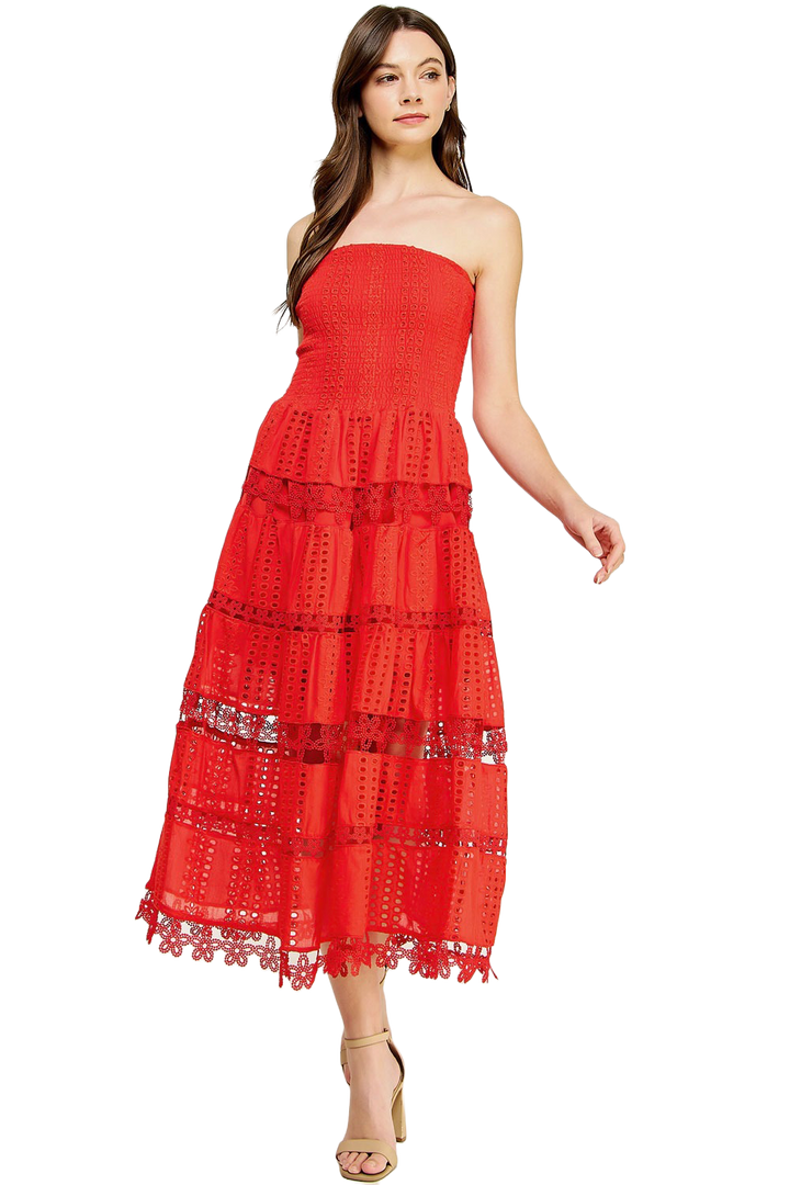 The Axelle Midi Dress- Red