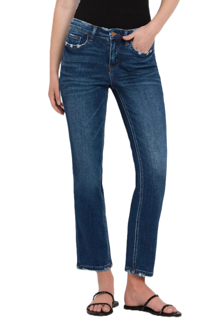 Mid Rise Ankle Slim Straight Jean