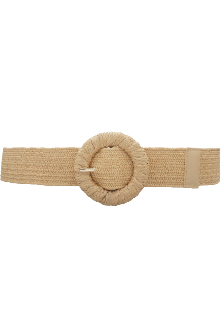 Straw Wrapped Circle Belt- Tan