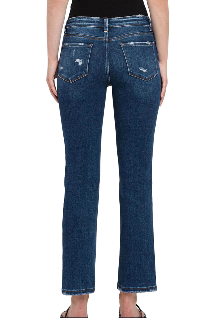 Mid Rise Ankle Slim Straight Jeans