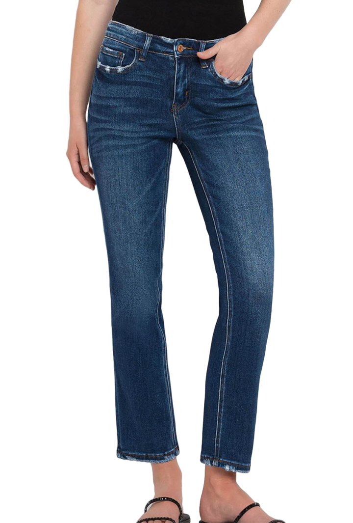 Mid Rise Ankle Slim Straight Jeans