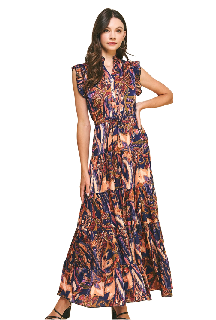 The Kimmia Maxi Dress- Navy Print