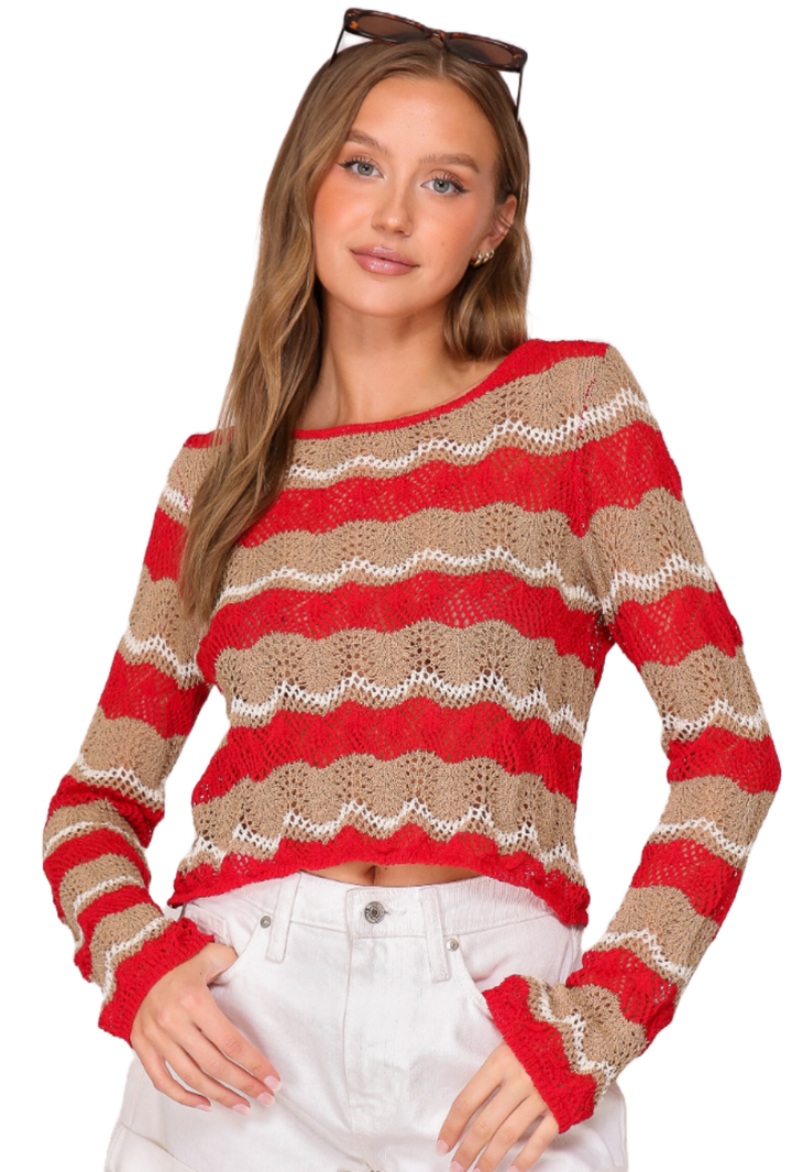 The Aliana Sweater Top- Red