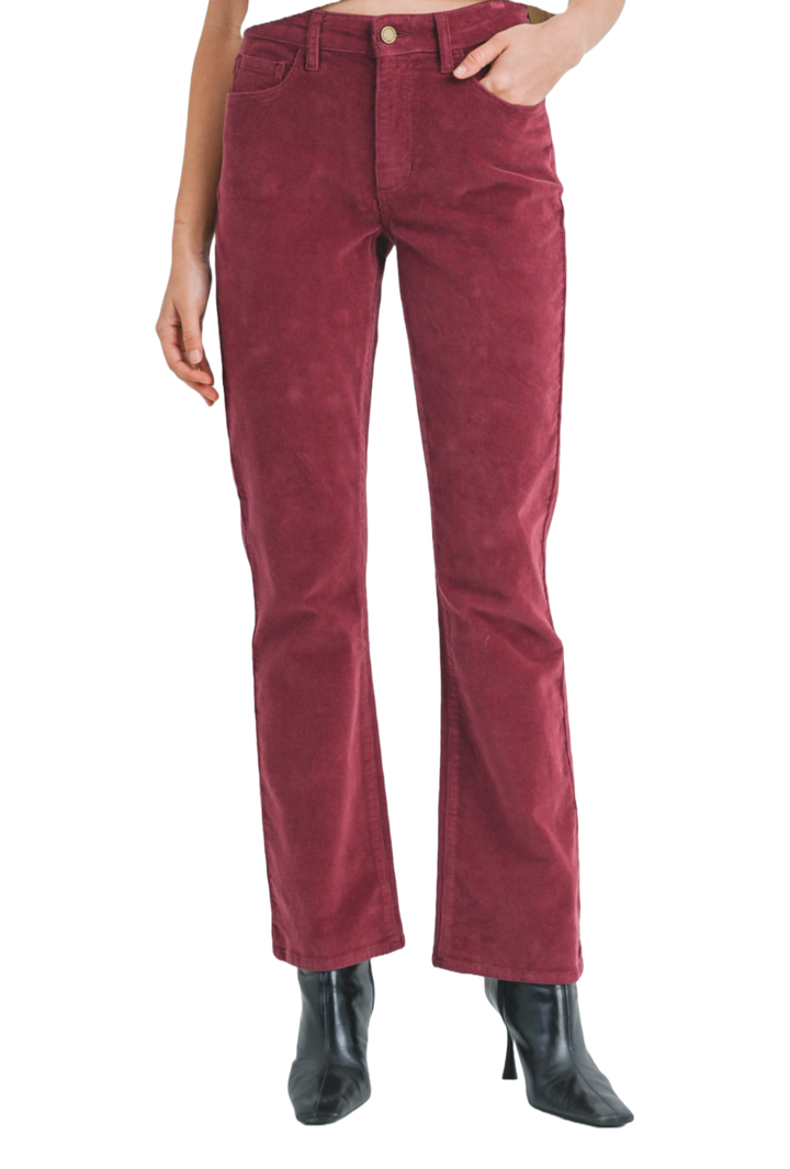 Slim Bootcut Burgundy Corduroy Pants