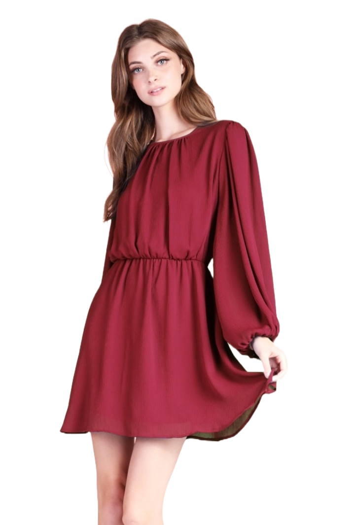 The Neridah Mini Dress- Burgundy