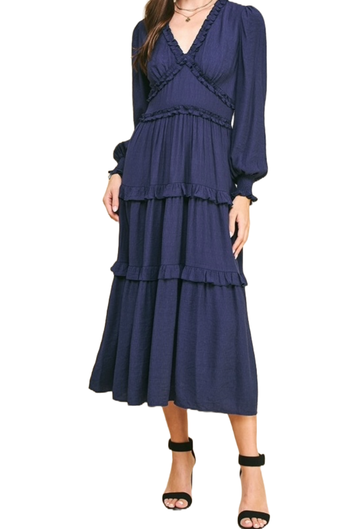 The Rumi Midi Dress- Navy Blue