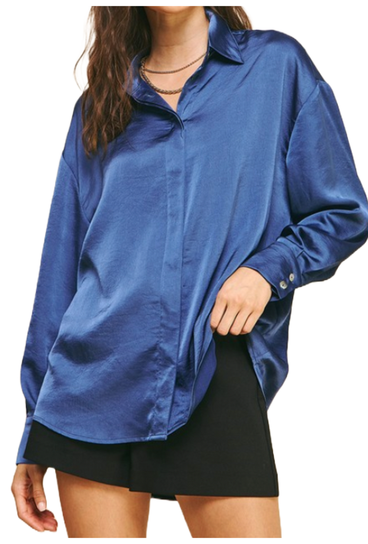 The Gemma Blouse- Midnight Blue