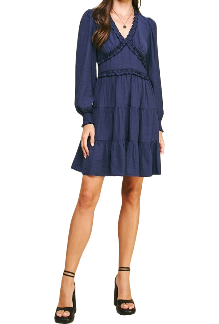 The Andrea Mini Dress- Navy Blue